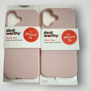 Deal Worthy Phone Cases 2 pk Silicone iPhone 16 Light Pink Wireless Charging